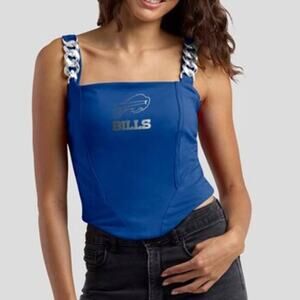NWT WEAR by Erin Andrews x Gracie Hunt Buffalo Bills Chain Link Corset Top - S
